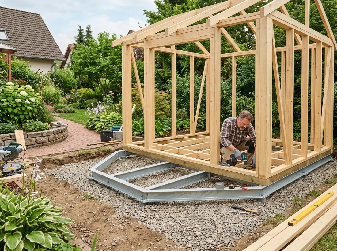 gartenhaus metall fundament bauen – thematisch passendes Beitragsbild